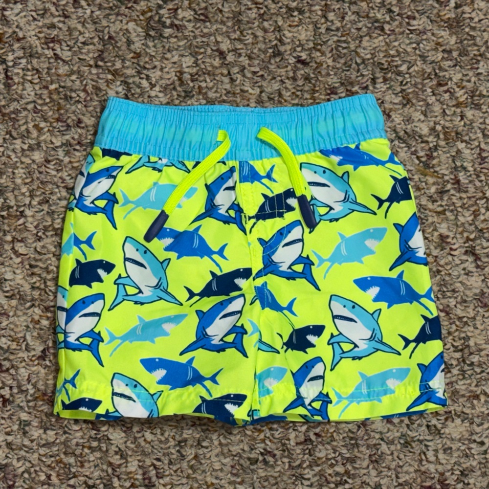 Boys size 18 months Shark Print Swim Shorts,‎ wave zone, summer, pool